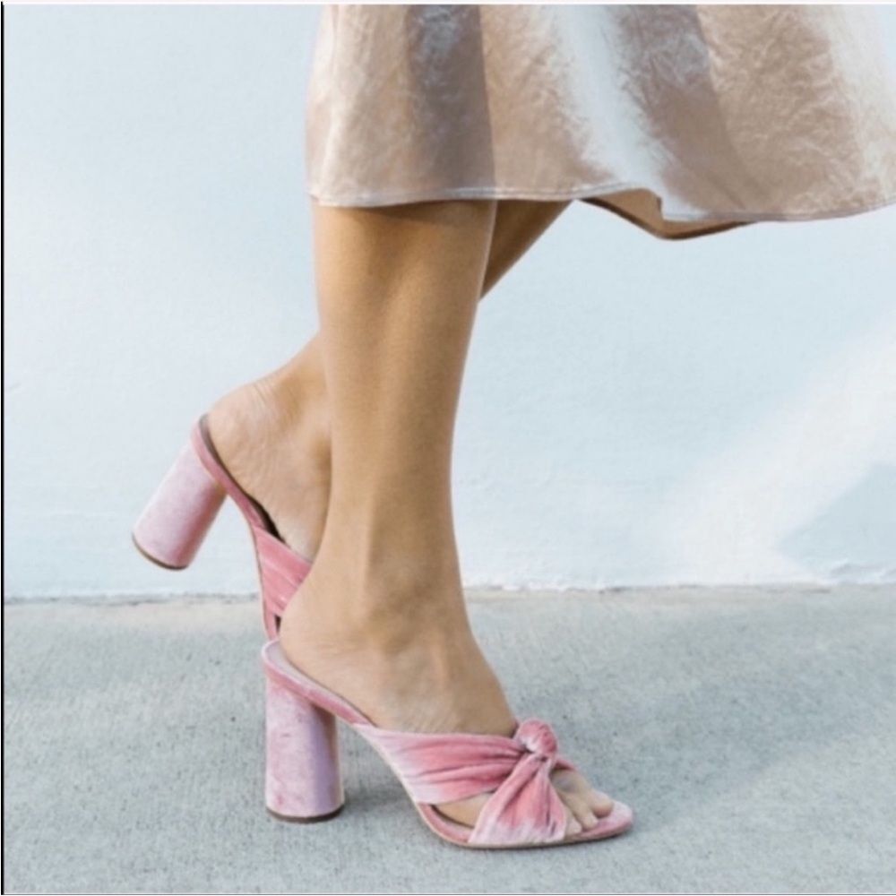 Loeffler Randall Coco Knotted Velvet Mules Petal Blush Pink in Size 6.5